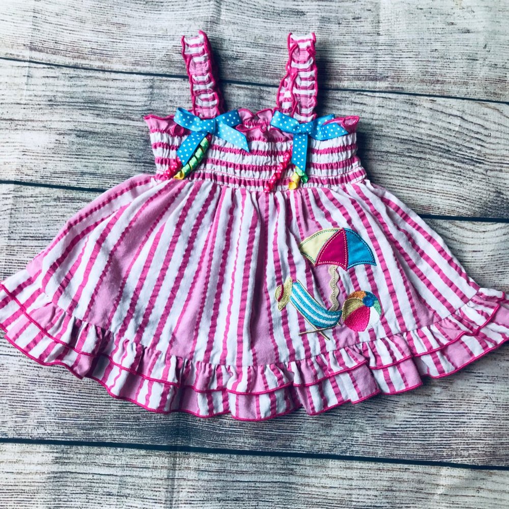 Baby Girl sz 9m Goodlad Beach Print Dress +NWT Bow - Picture 2 of 5